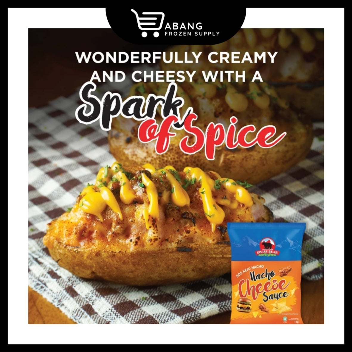 SWISS BEAR Nachos Cheese Sauce 1kg | Sos Keju Nachos 1kg