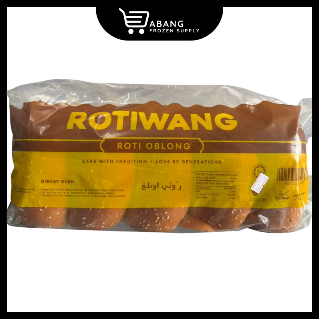 [INSTANT DELIVERY ONLY] ROTI WANG Oblong Bun 10pcs (Sesame) | Roti Oblong 10 pcs (Bijian)