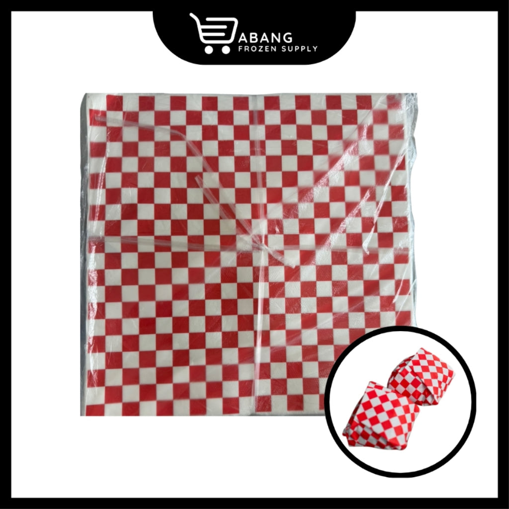 Red Square Burger Wrapping Paper 30 x 30cm (500pcs) | Kertas Bungkus Burger 30 x 30cm (500pcs)