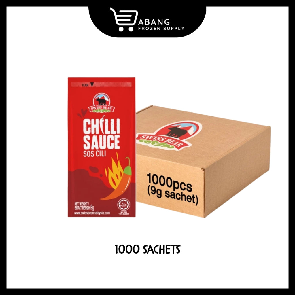 SWISS BEAR Chili Sauce 1000 Sachets x 9g | Sos Cili 1000 Sachets x 9g